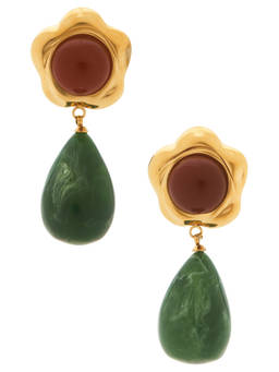 petit moments - Beachcomber Women's Statement Stone Drop Earrings Gold