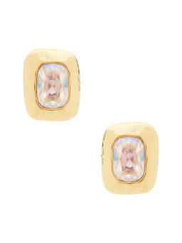 petit moments - Women's Gold-Tone Coloured Stone Stud Earrings Pink