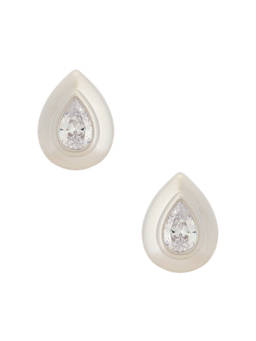 SHASHI - Carson Women's Cubic Zirconia Teardrop Studs Earrings Silver