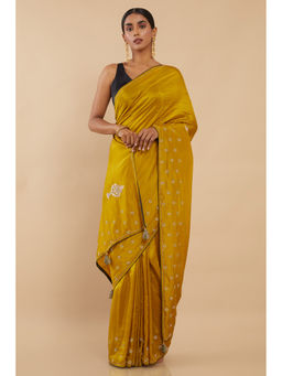 Soch - Green Silk Blend Solid Saree with Unstitched