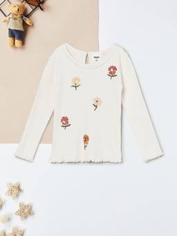 max - Girls Embroidered Top-Off White