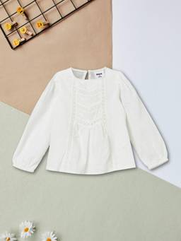 max - Girls Embroidered Top-White