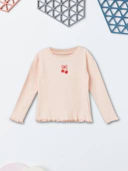 max - Girls Embroidered Top-Peach