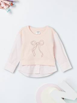 max - Girls Embroidered Twofer Top-Peach