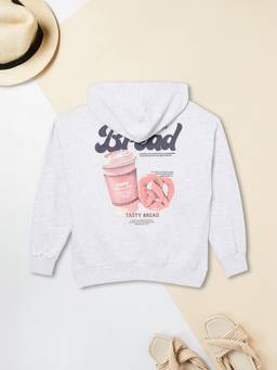 max - Girls Printed Hoodie-Grey