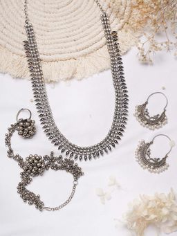 Teejh - by Joker and Witch Yashoda Silver Oxidised Jewelry Gift Set