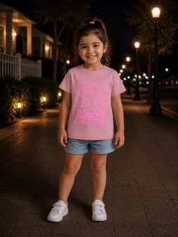 Shopbloom - Pink Neon Glow Unicorn Cotton T-Shirt