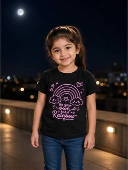 Shopbloom - Cute Rainbow and Cloud Glitter T-Shirt