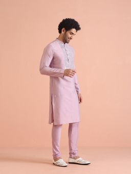 KISAH - Men Pink Embellished Kurta Churidar (Set of 2)