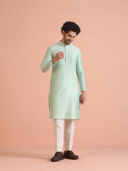KISAH - Men Green Solid Kurta Trouser (Set of 2)