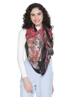 Shingora - Red Wool Blend Paisley Fringed Stole for Women