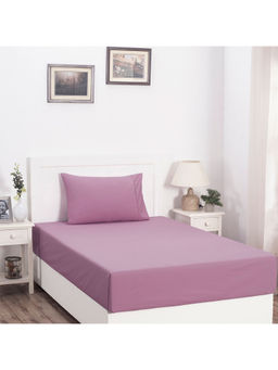 Maspar - Colorart Slumber Solid Dusky Orchid 200 TC Cotton Single Fitted Sheet With 1 Pillow Case