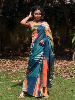 Suta - Women Multi-Color Cotton Printed Saree Without Blouse