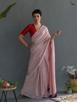 Suta - Women Off White Cotton Woven Saree Without Blouse