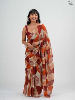 Suta - Women Multi-Color Cotton Printed Saree Without Blouse