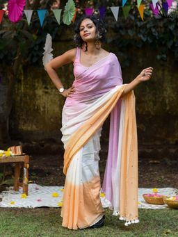 Suta - Women Multi-Color Cotton Ombre Printed Saree Without Blouse