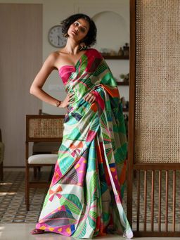 Suta - Women Multi-Color Modal Printed Saree Without Blouse