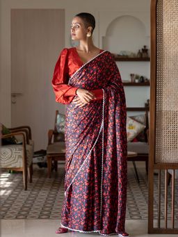 Suta - Women Multi-Color Modal Printed Lace Border Saree Without Blouse
