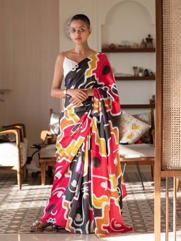 Suta - Women Multi-Color Viscose Printed Saree Without Blouse