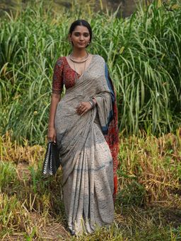 Suta - Women Multi-Color Cotton Printed Saree with Unstitched Blouse