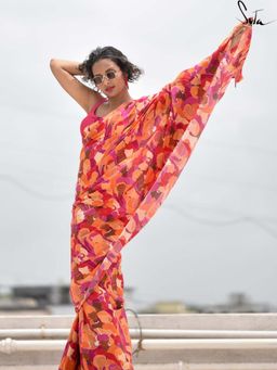 Suta - Women Multi-Color Viscose Rayon Printed Saree Without Blouse