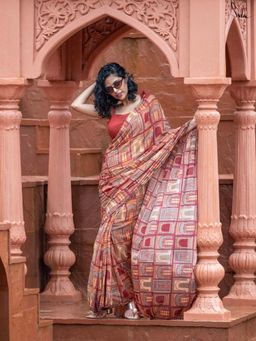 Suta - Women Multi-Color Viscose Rayon Printed Sequined Saree Without Blouse