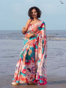 Suta - Women Multi-Color Cotton Printed Saree Without Blouse