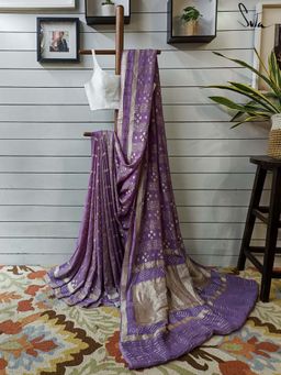 Suta - Women Purple Pure Silk Zari Woven Saree with Unstitched Blouse