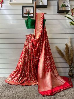 Suta - Women Red Pure Silk Woven Saree Without Blouse