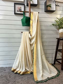 Suta - Women Off White Cotton Handloom Saree Without Blouse