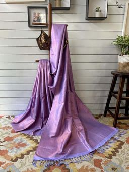 Suta - Women Lavender Pure Silk Woven Saree Without Blouse