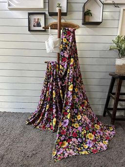 Suta - Women Multi-Color Floral Printed Sequined Border Saree Without Blouse