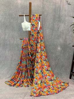 Suta - Women Multi-Color Viscose Rayon Printed Saree Without Blouse