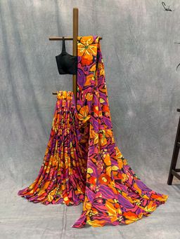 Suta - Women Multi-Color Cotton Printed Saree Without Blouse