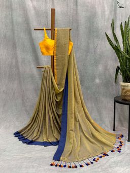 Suta - Women Yellow Cotton Handloom Saree Without Blouse