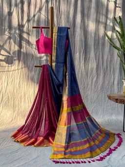 Suta - Women Multi-Color Cotton Woven Saree Without Blouse