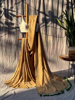 Suta - Women Beige Cotton Handloom Saree Without Blouse