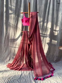 Suta - Women Maroon Cotton Handloom Saree Without Blouse