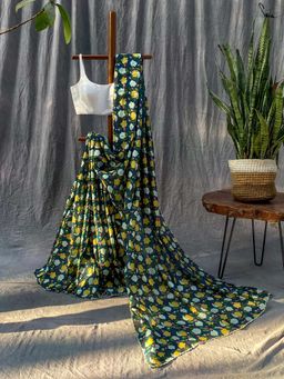 Suta - Women Multi-Color Cotton Floral Printed Saree with Unstitched Blouse