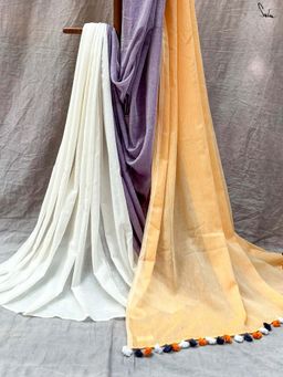 Suta - Women Multi-Color Cotton Colorblock Saree Without Blouse