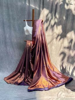 Suta - Women Purple Pure Silk Woven Saree with Unstitched Blouse