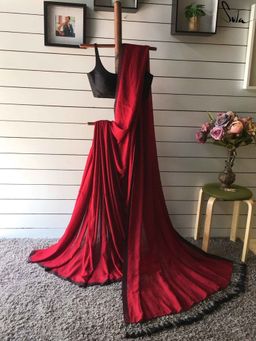 Suta - Women Red Cotton Handloom Saree Without Blouse