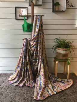 Suta - Women Multi-Color Pure Silk Floral Printed Saree with Unstitched Blouse