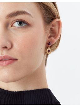 Accessorize London - Women's purple Amber Coin Short Drop Earrings