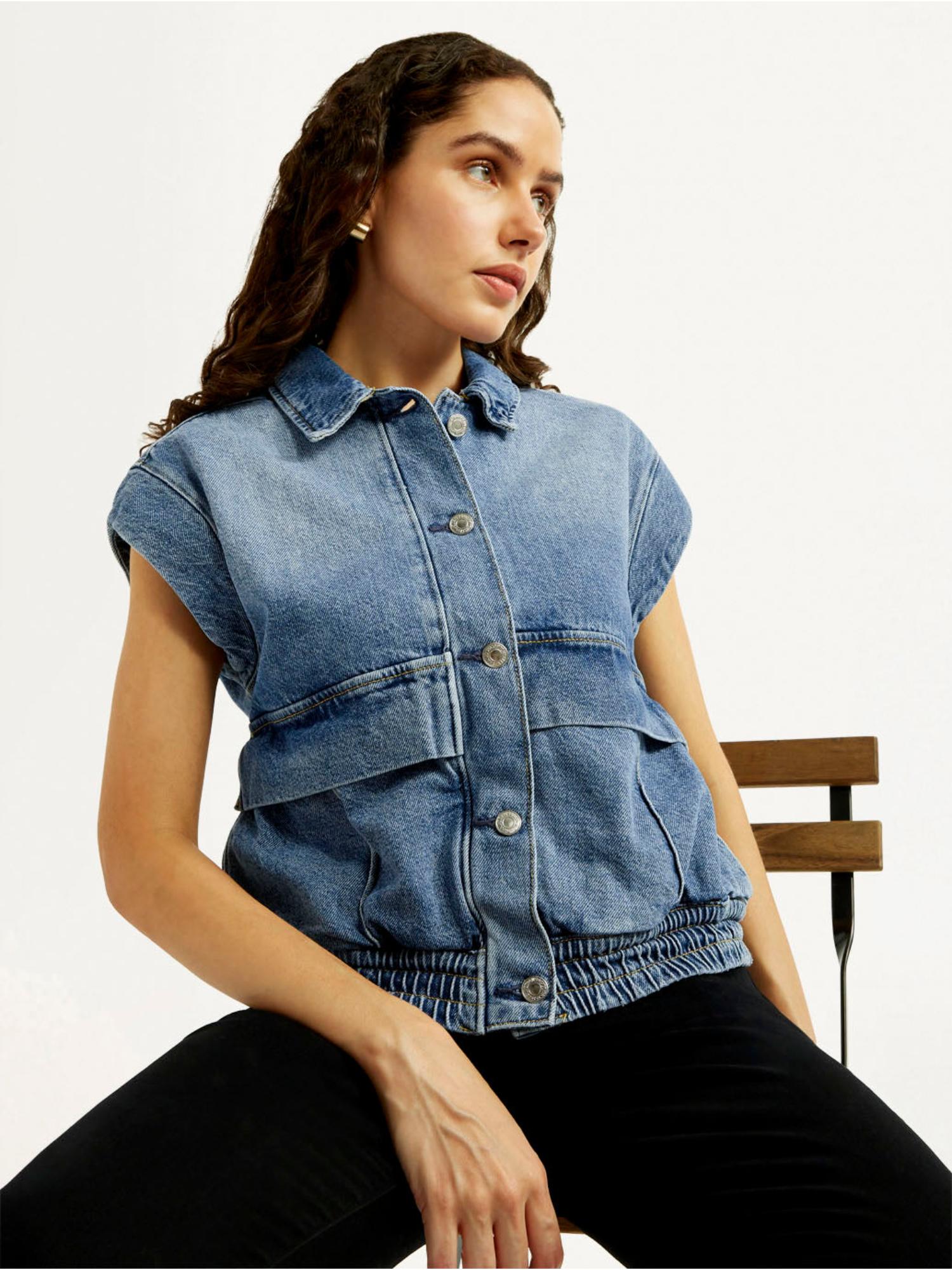 levi's Womens Solid Blue Denim Jacket-picture-31