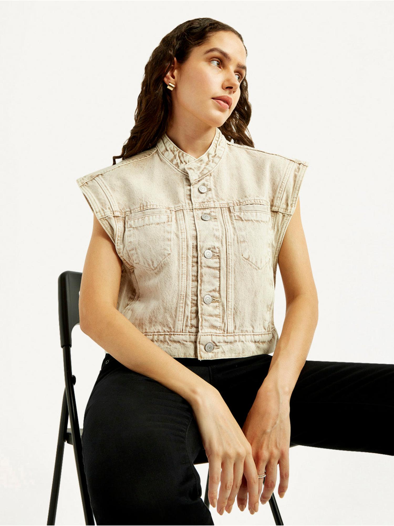 levi's Womens Solid Beige Denim Jacket-picture-26