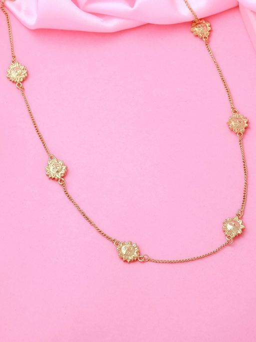 Estele Gold Plated Sun Charm Designer Necklace for Women