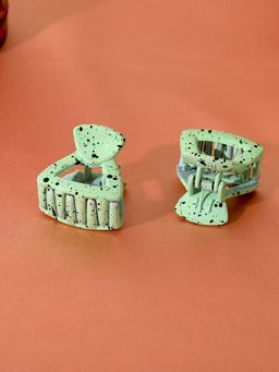 Estele - Green Plastic Claw Hair Clip for Women or Girl Pack of 2