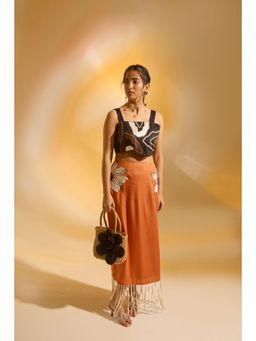 AN'ERA BY ASMITA VERMA - Orange Aurelia Crop Top with Skirt (Set of 2)