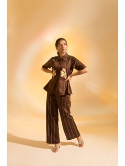 AN'ERA BY ASMITA VERMA - Brown Alina Shirt with Pant (Set of 2)